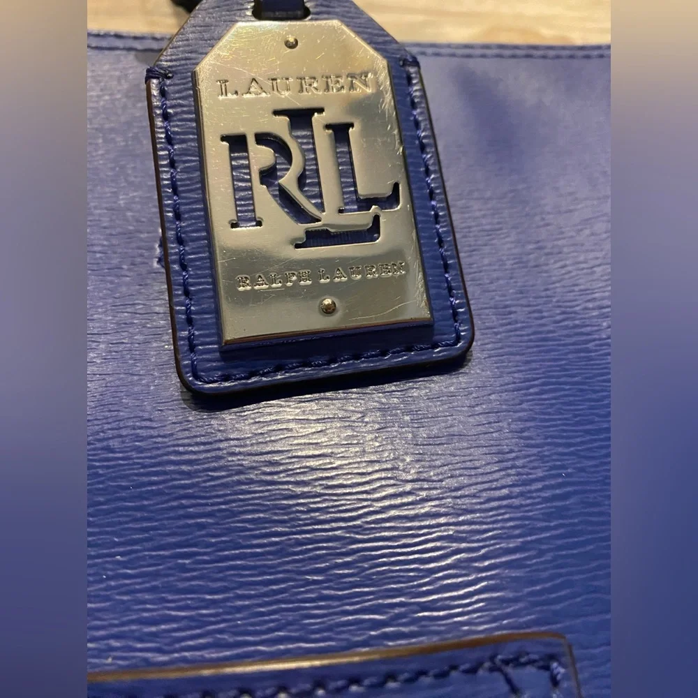 Ralph Lauren Lowell Iris cobalt blue large leather tote bag - Picture 2 of 16